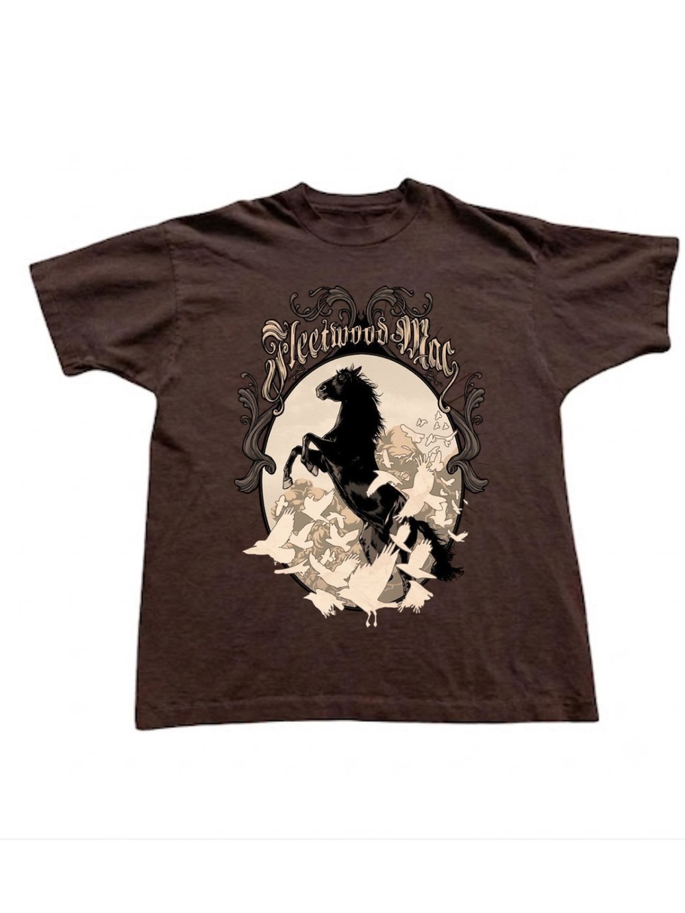 Gildan Brown Graphic Tee with Horse Motif
